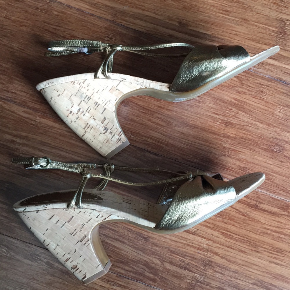 Bronze high heel Wedges sandals - Picture 7 of 8